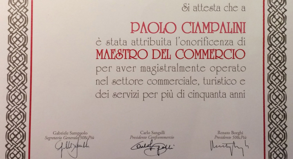 Paolo Ciampalini premiato con l'Aquila di diamante
