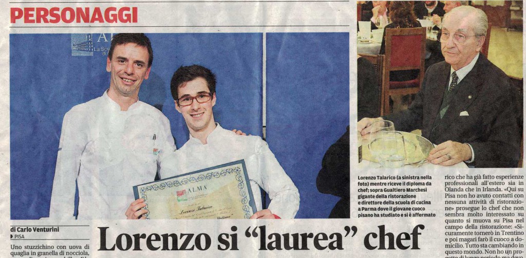 Lorenzo Talarico, nel nostro laboratorio uno chef laureato alla scuola di Marchesi